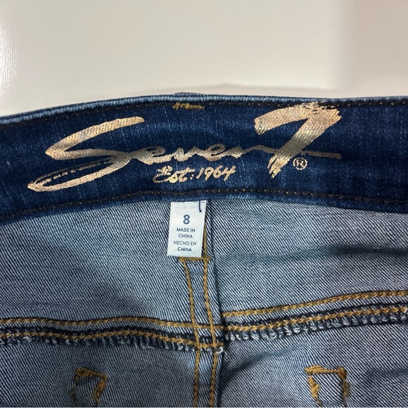 Seven7 Jeans Shorts Women’s 8 Blue Denim Cotton Outdoor Stretch Bermuda Roll Up - Picture 5 of 12